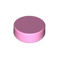 [New] Tile, Round 1 x 1, Bright Pink. /Lego. Parts. 98138